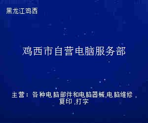 堅守赤誠，用心服務——雞西市自營電腦服務部經驗談